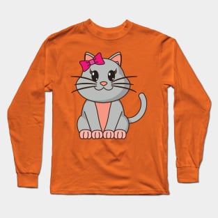 cute little gray cat Long Sleeve T-Shirt